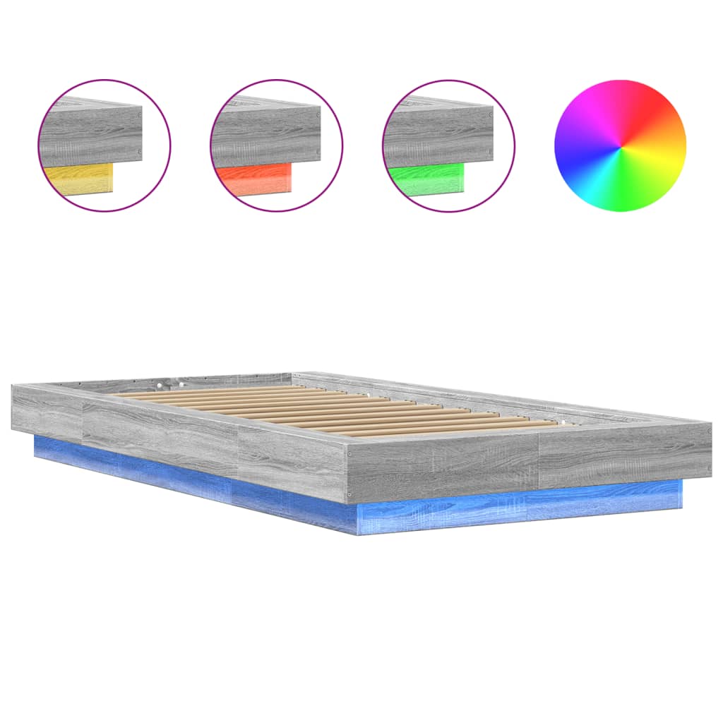 Cadre de lit et lumières LED sans matelas sonoma gris 90x200 cm - XIOS