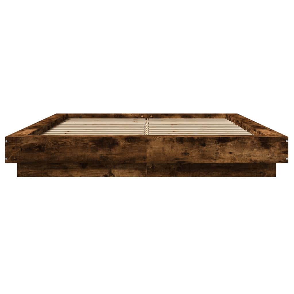 Cadre de lit et lumières LED sans matelas chêne fumé 140x190 cm - XIOS