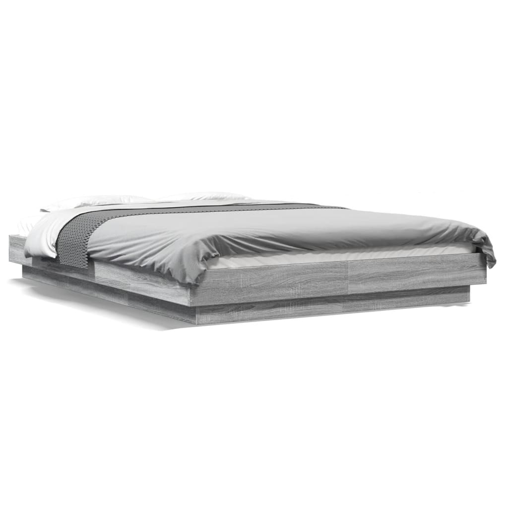 Cadre de lit et lumières LED sans matelas sonoma gris 140x190cm - XIOS