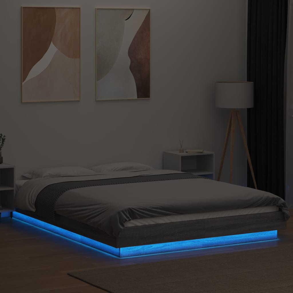 Cadre de lit et lumières LED sans matelas sonoma gris 140x190cm - XIOS