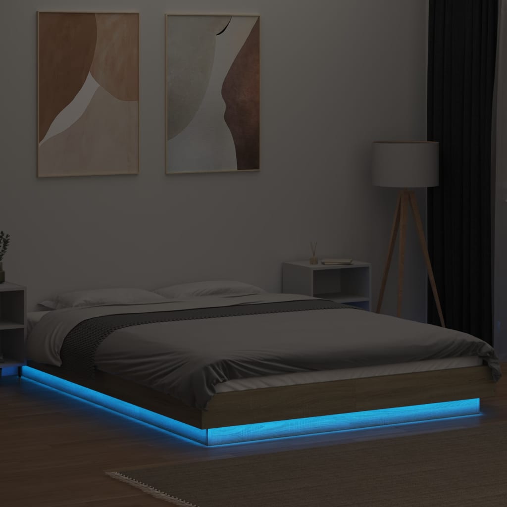Cadre de lit avec lumières LED sans matelas 135x190 cm - XIOS