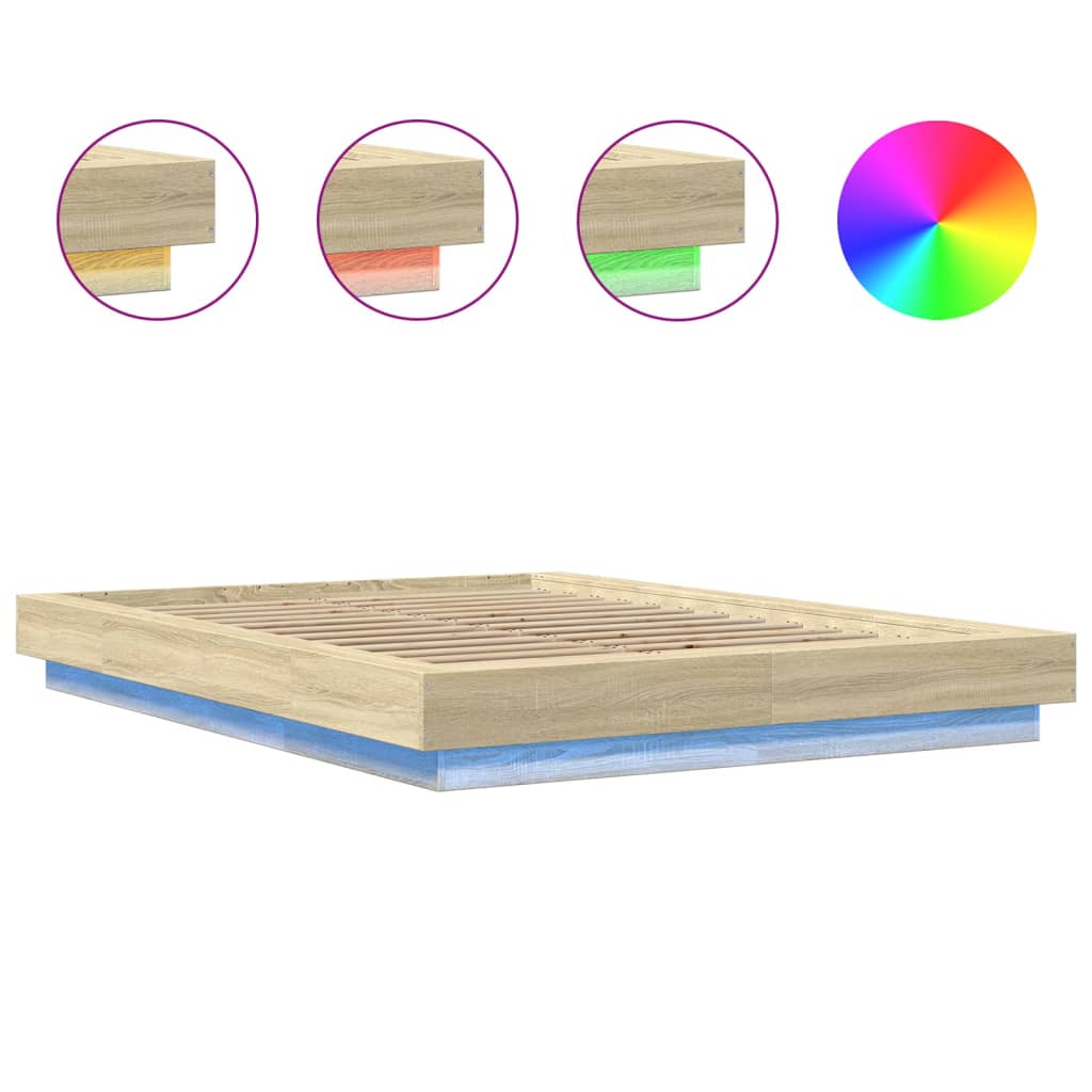 Cadre de lit avec lumières LED sans matelas 135x190 cm - XIOS