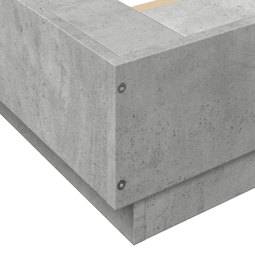 Cadre de lit et lumières LED sans matelas gris béton 135x190 cm - XIOS