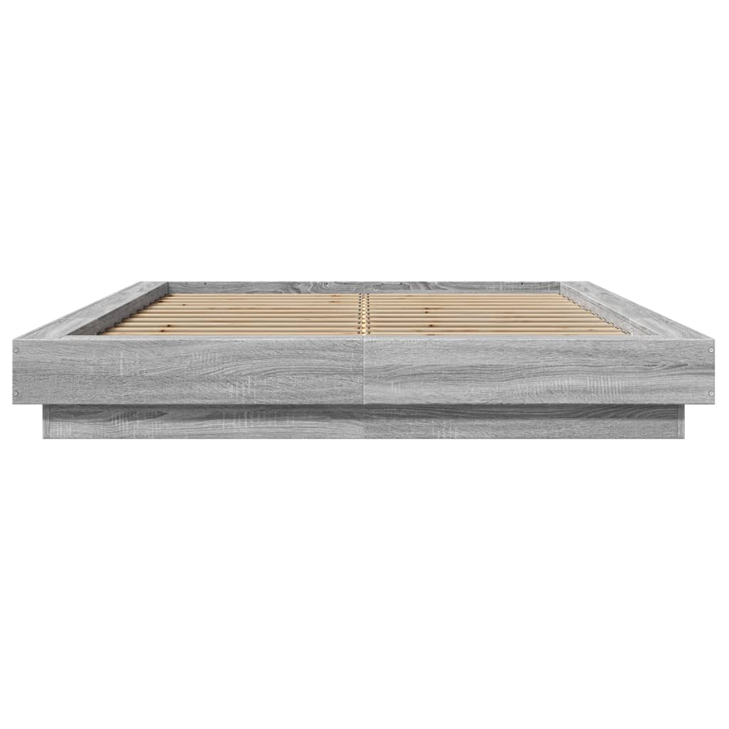 Cadre de lit et lumières LED sans matelas sonoma gris 135x190cm - XIOS