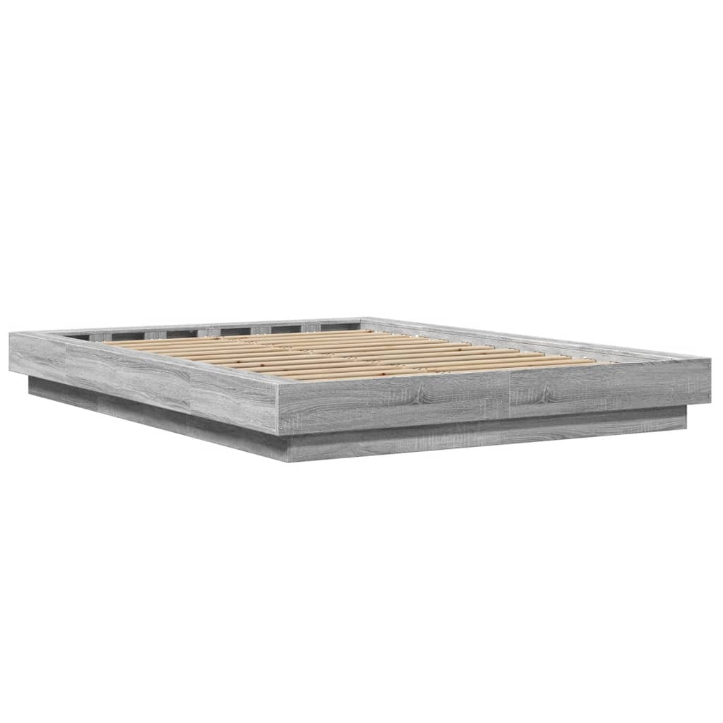 Cadre de lit et lumières LED sans matelas sonoma gris 135x190cm - XIOS