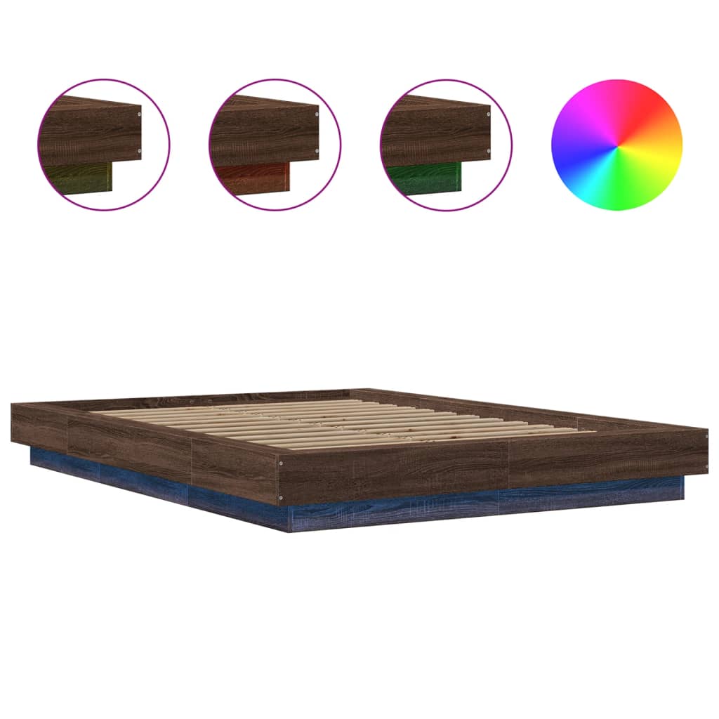 Cadre de lit avec lumières LED sans matelas 135x190 cm - XIOS