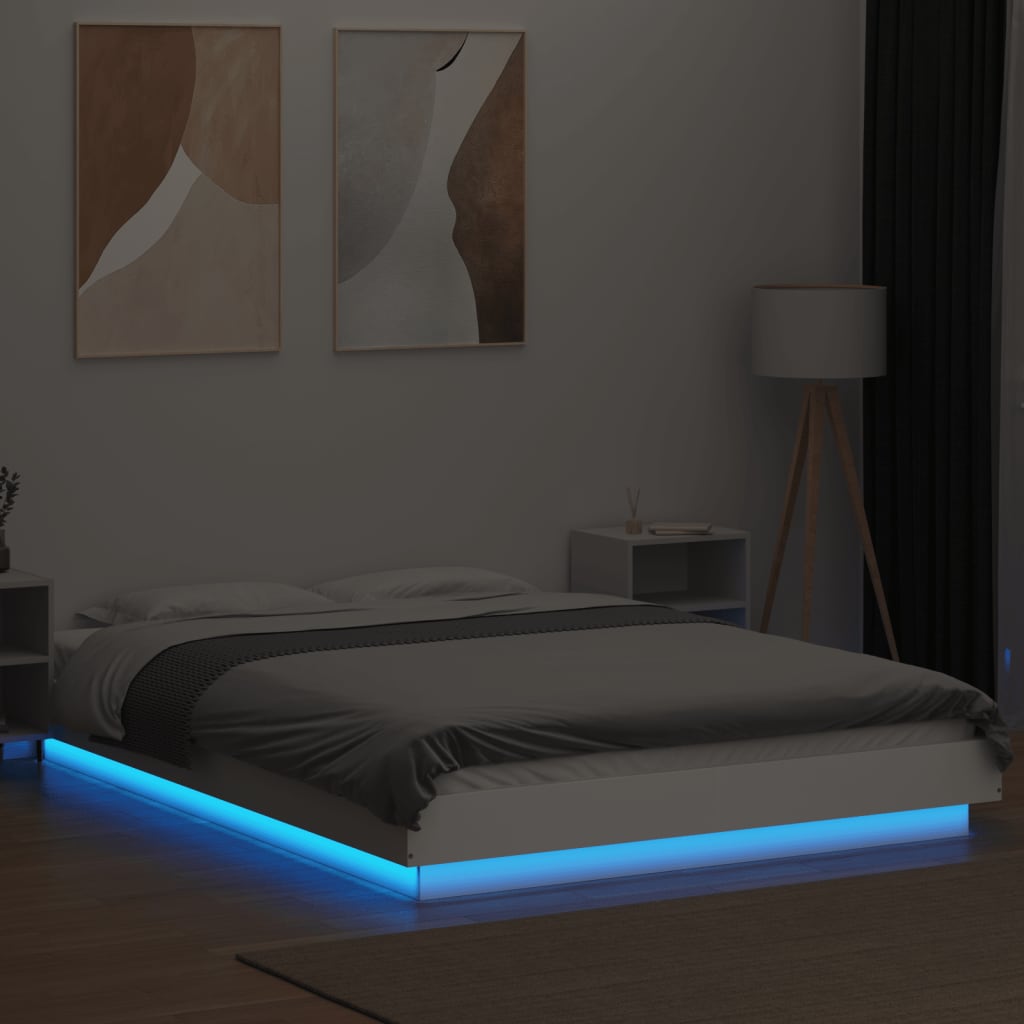 Cadre de lit avec lumières LED sans matelas blanc 120x190 cm - XIOS