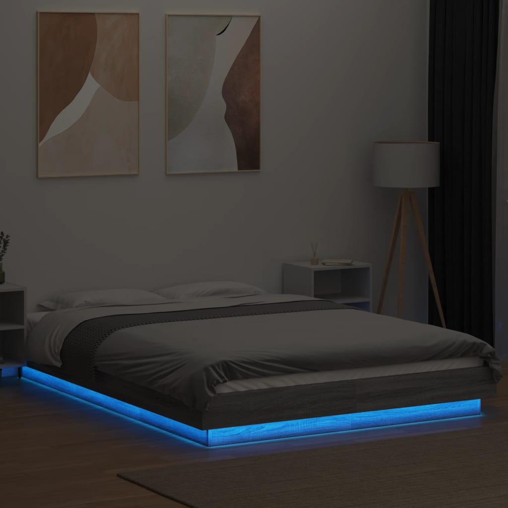 Cadre de lit et lumières LED sans matelas sonoma gris 120x190cm - XIOS