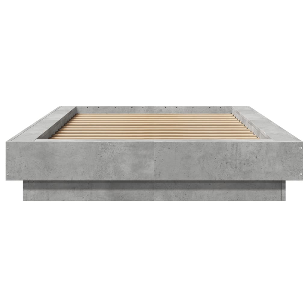 Cadre de lit et lumières LED sans matelas gris béton 90x190 cm - XIOS