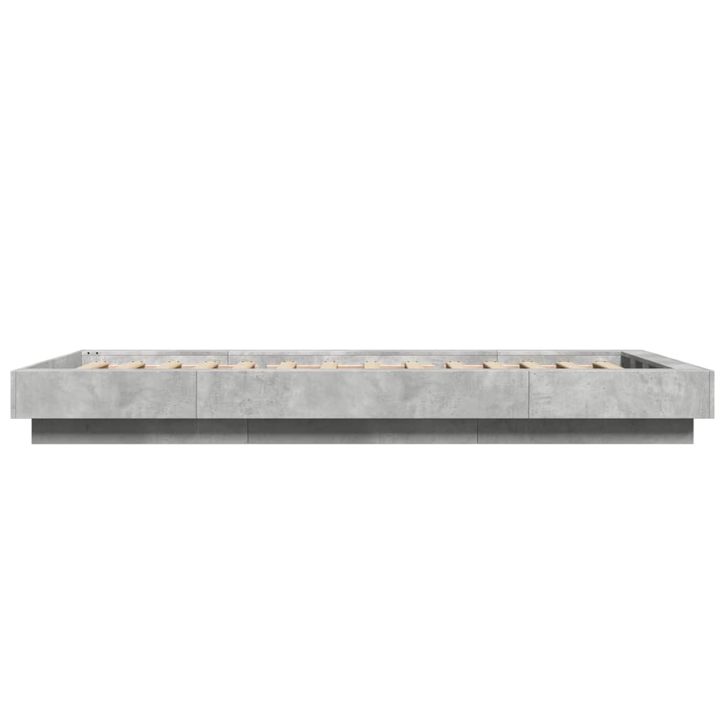 Cadre de lit et lumières LED sans matelas gris béton 90x190 cm - XIOS