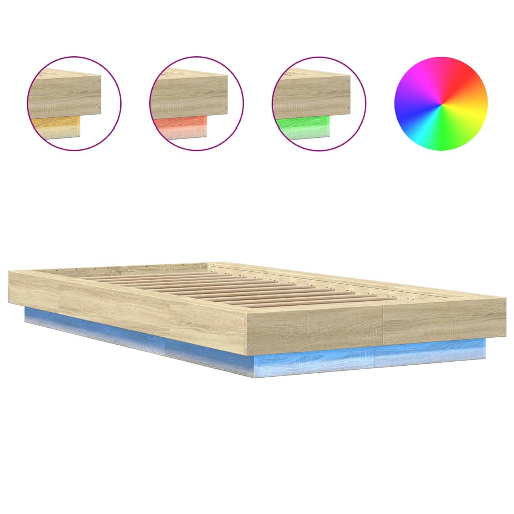 Cadre de lit avec lumières LED sans matelas 75x190 cm - XIOS