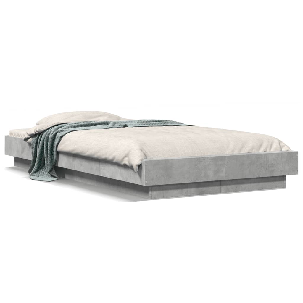 Cadre de lit et lumières LED sans matelas gris béton 75x190 cm - XIOS