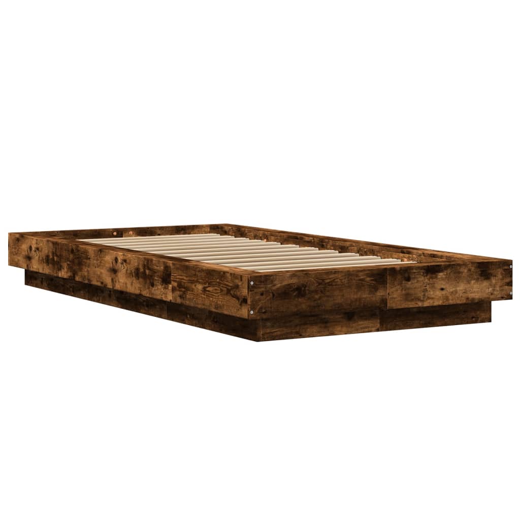 Cadre de lit et lumières LED sans matelas chêne fumé 75x190 cm - XIOS