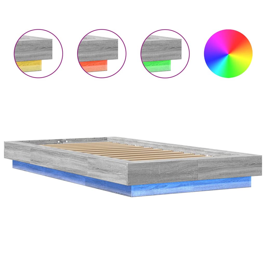 Cadre de lit et lumières LED sans matelas sonoma gris 75x190 cm - XIOS