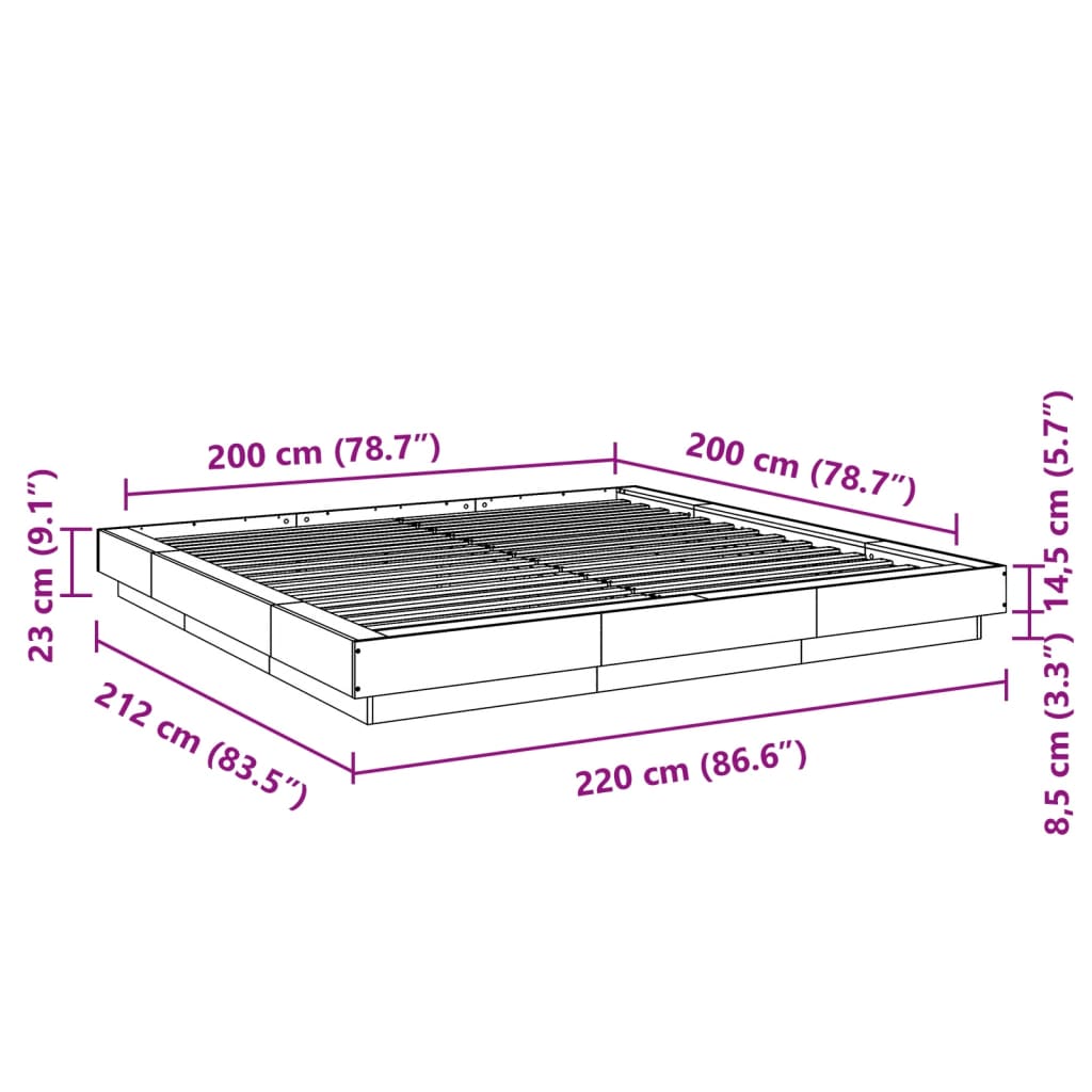 Cadre de lit sans matelas noir 200x200 cm - XIOS
