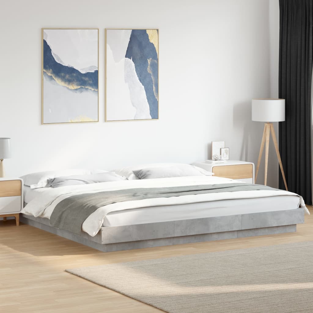 Cadre de lit sans matelas gris béton 200x200 cm - XIOS