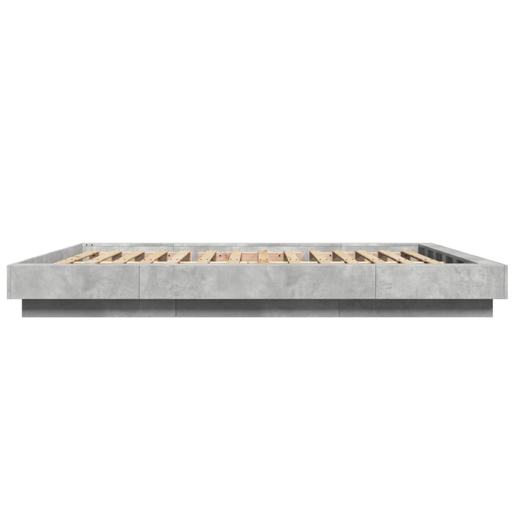 Cadre de lit sans matelas gris béton 150x200 cm - XIOS