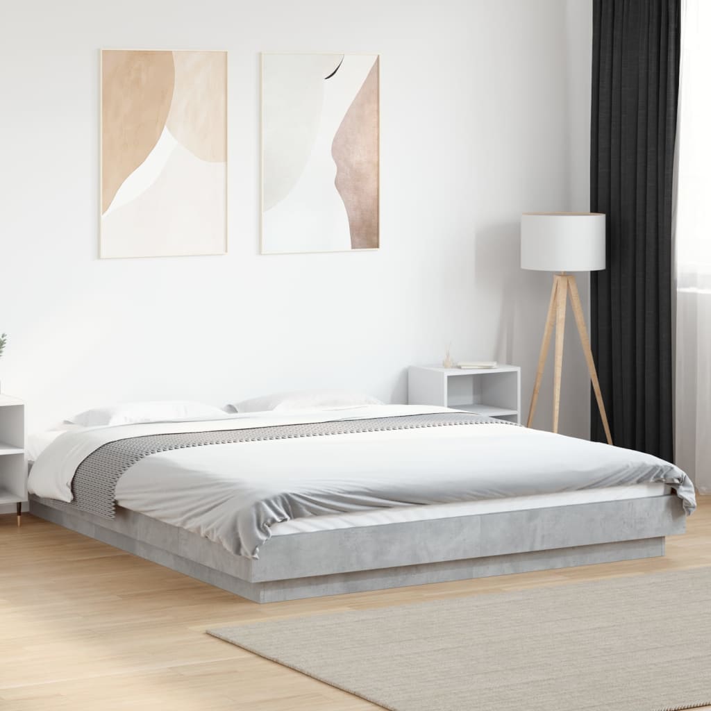 Cadre de lit sans matelas gris béton 150x200 cm - XIOS