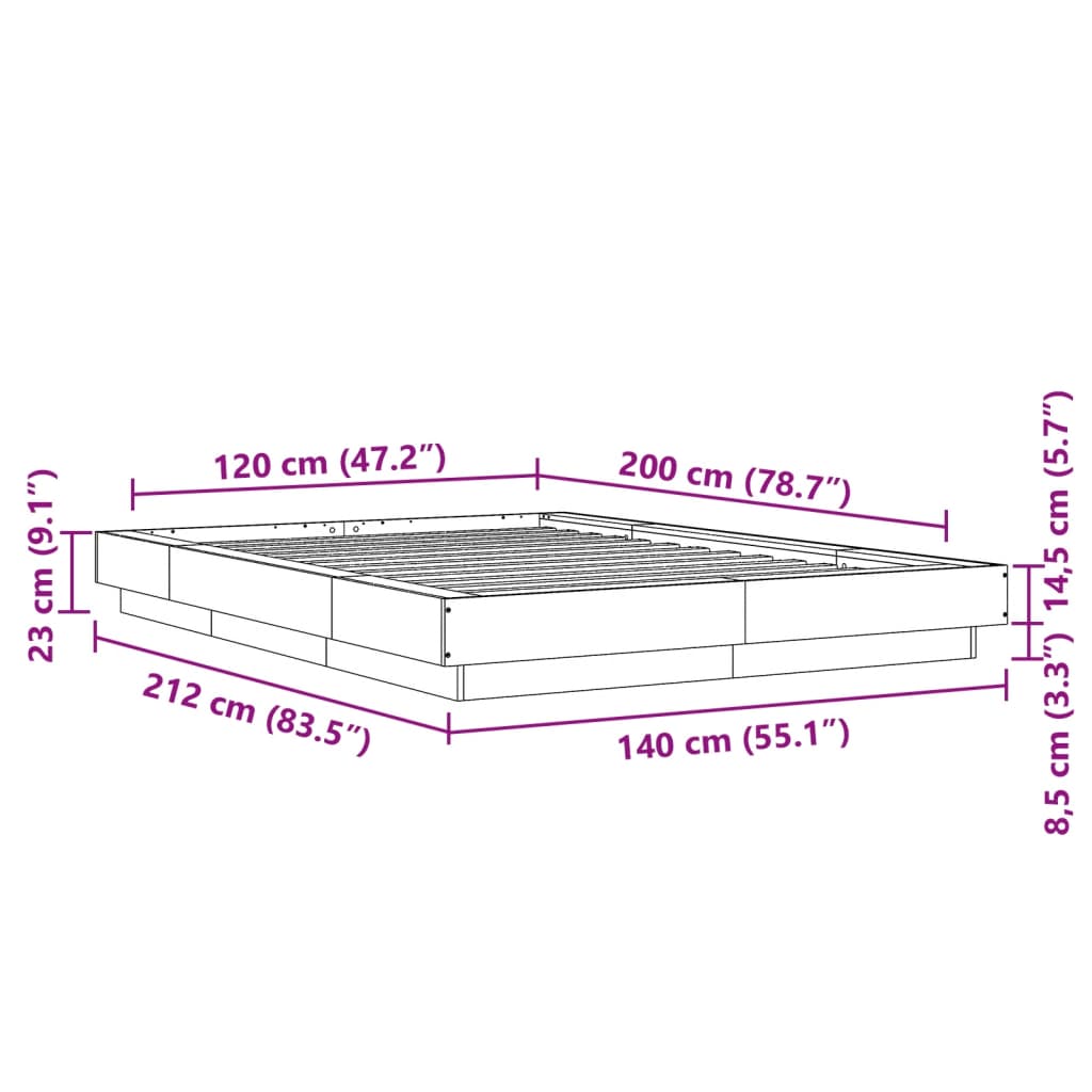 Cadre de lit sans matelas noir 120x200 cm - XIOS