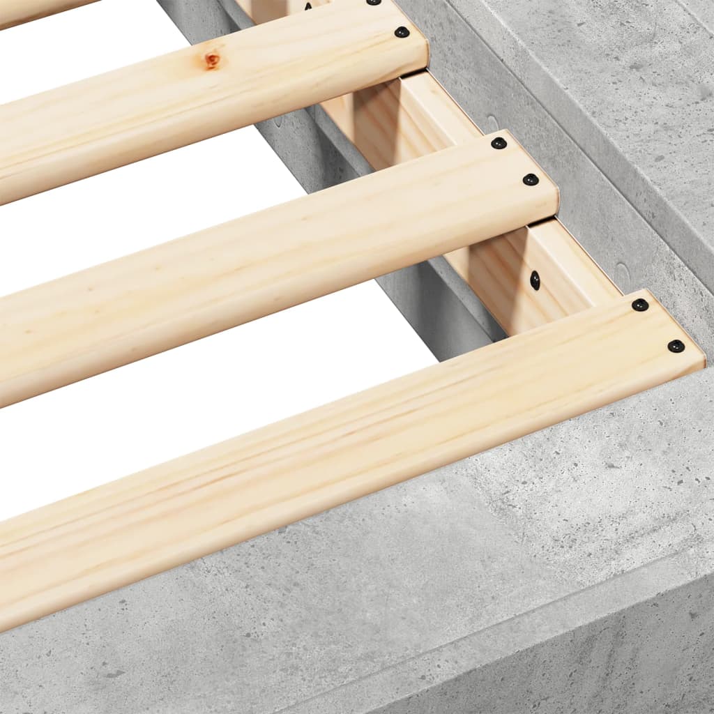 Cadre de lit sans matelas gris béton 135x190 cm - XIOS
