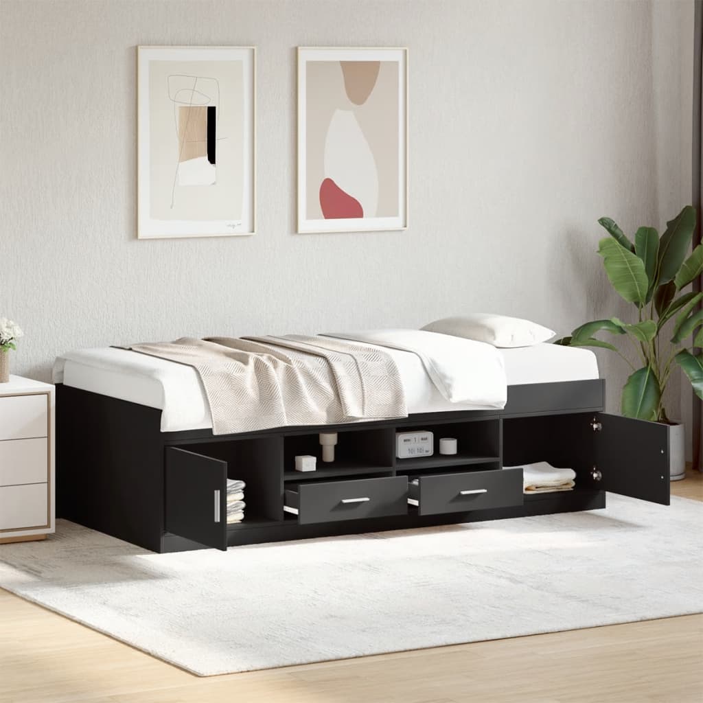 Lit de jour avec tiroirs sans matelas noir 100x200 cm - XIOS