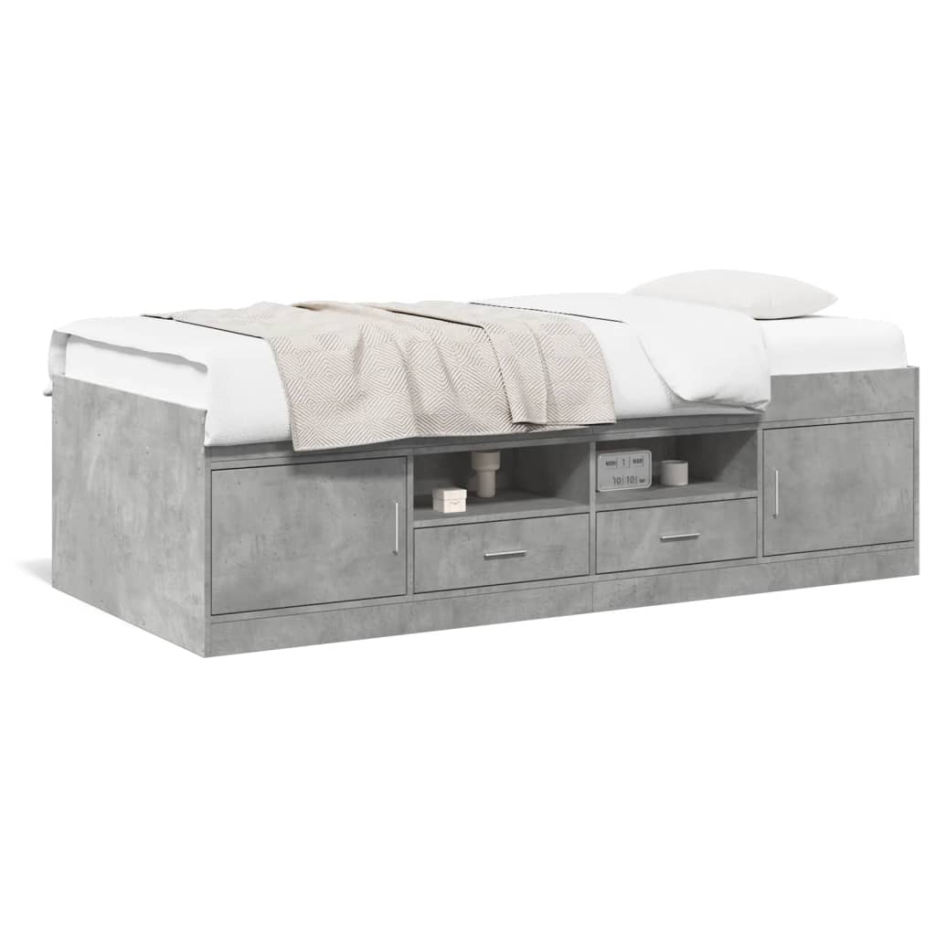 Lit de jour avec tiroirs sans matelas gris béton 90x200 cm - XIOS