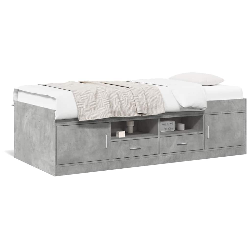 Lit de jour avec tiroirs sans matelas gris béton 75x190 cm - XIOS