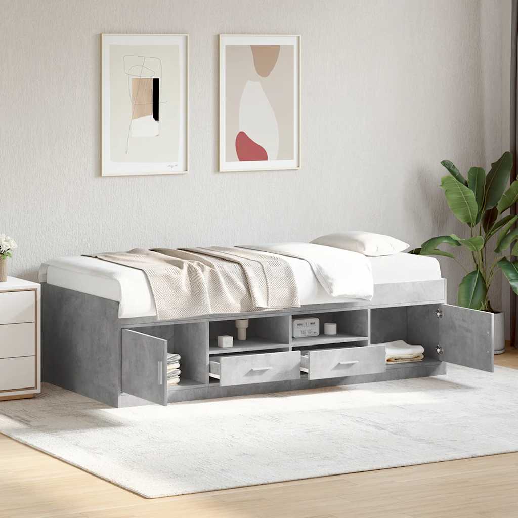 Lit de jour avec tiroirs sans matelas gris béton 75x190 cm - XIOS