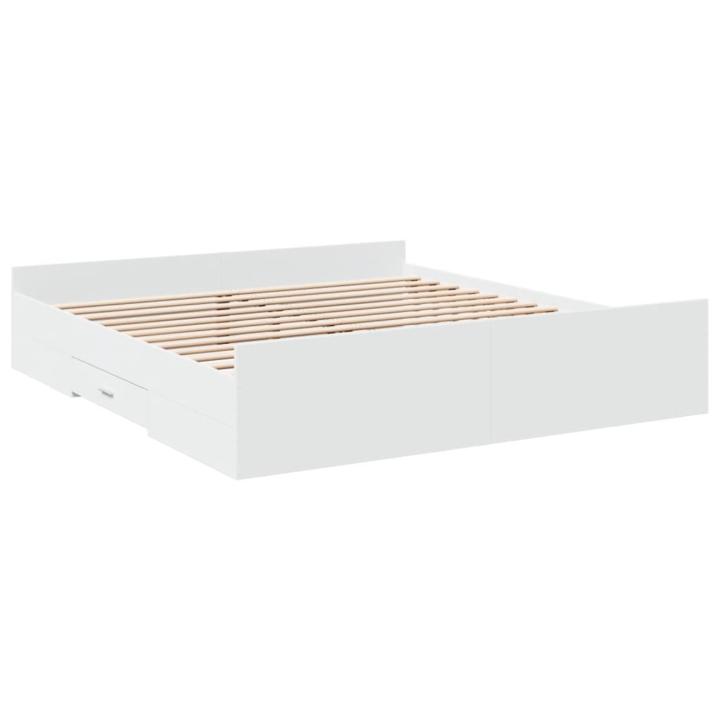 Cadre de lit avec tiroirs sans matelas blanc 200x200 cm - XIOS