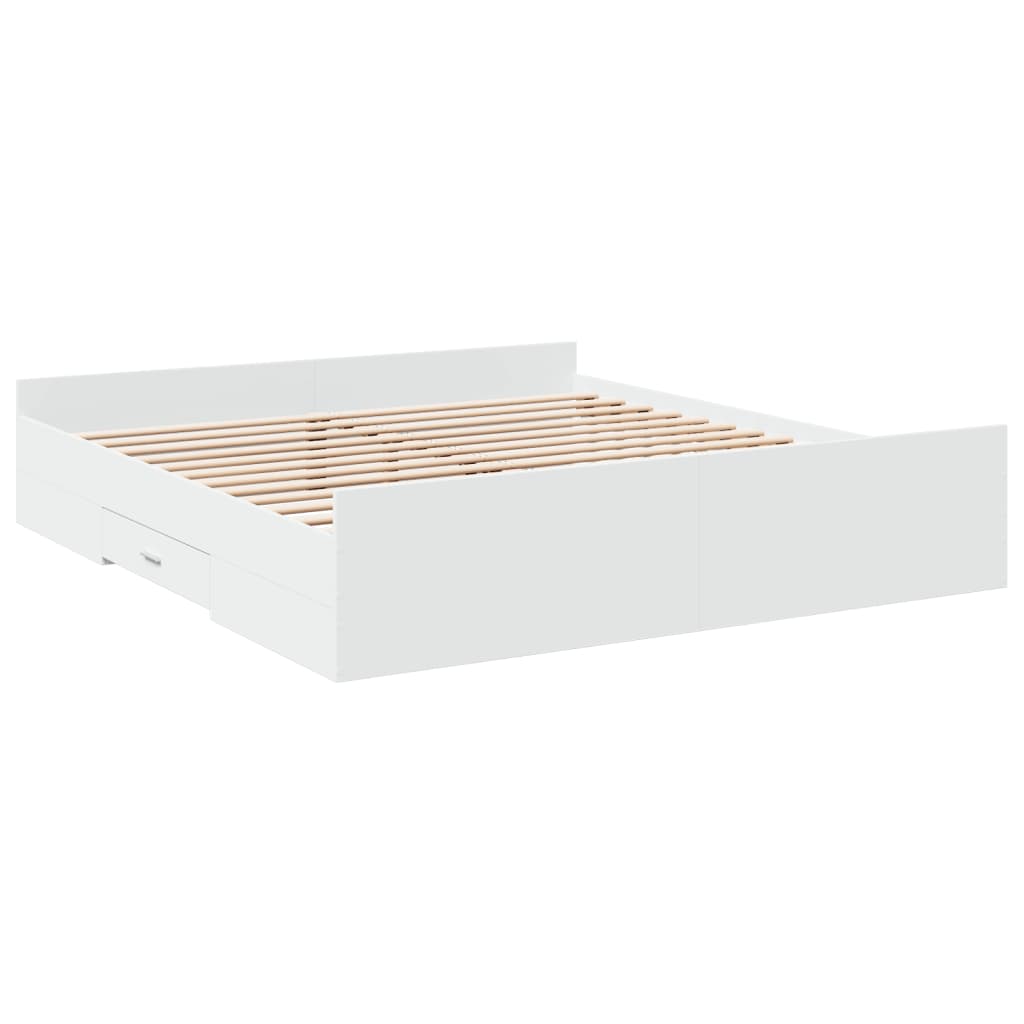 Cadre de lit avec tiroirs sans matelas blanc 200x200 cm - XIOS