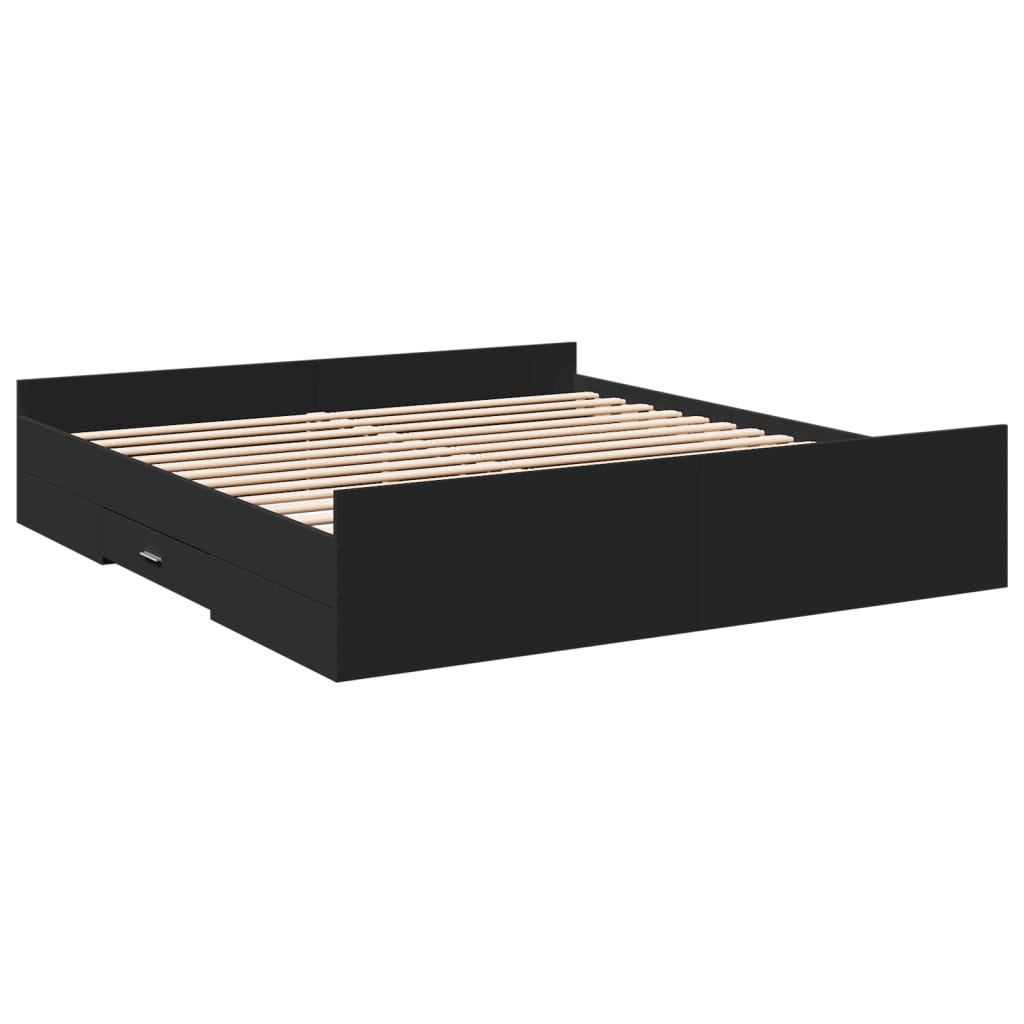 Cadre de lit avec tiroirs sans matelas noir 200x200 cm - XIOS