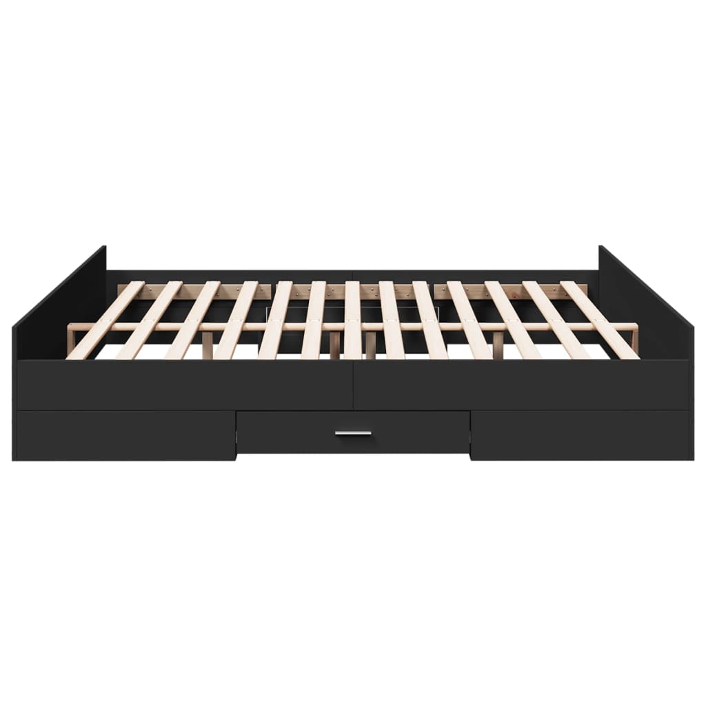 Cadre de lit avec tiroirs sans matelas noir 200x200 cm - XIOS