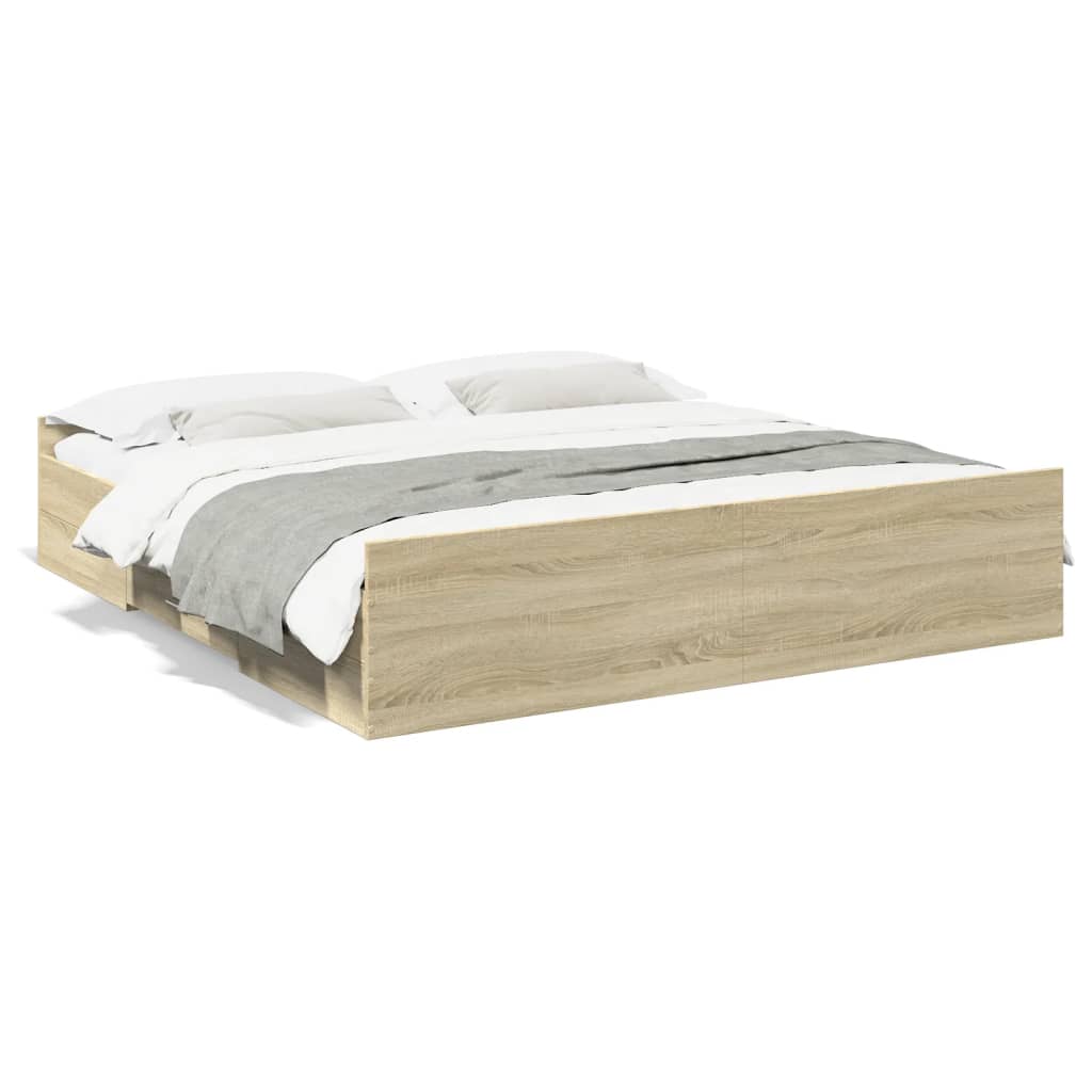 Cadre de lit avec tiroirs sans matelas chêne sonoma 200x200 cm - XIOS