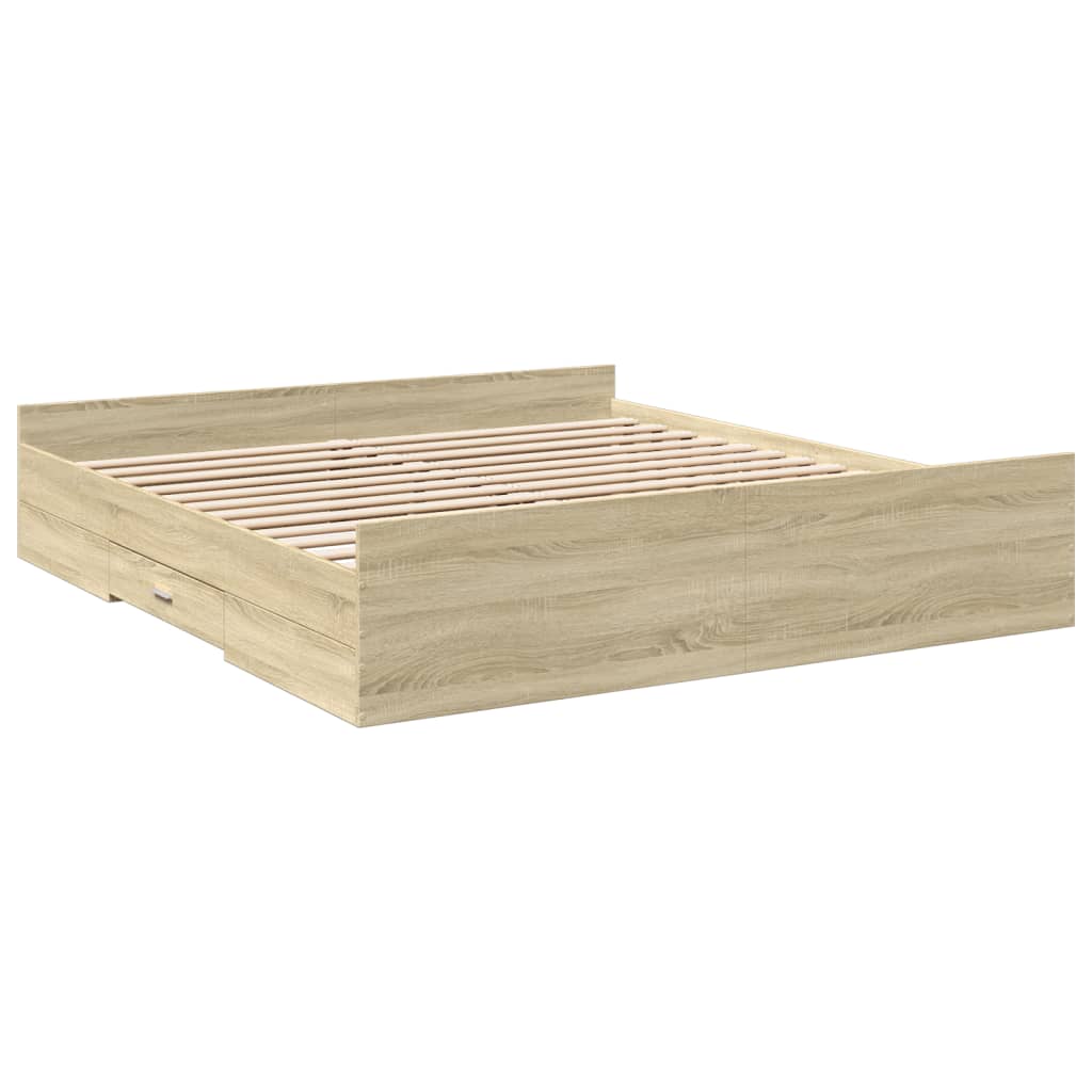 Cadre de lit avec tiroirs sans matelas chêne sonoma 200x200 cm - XIOS
