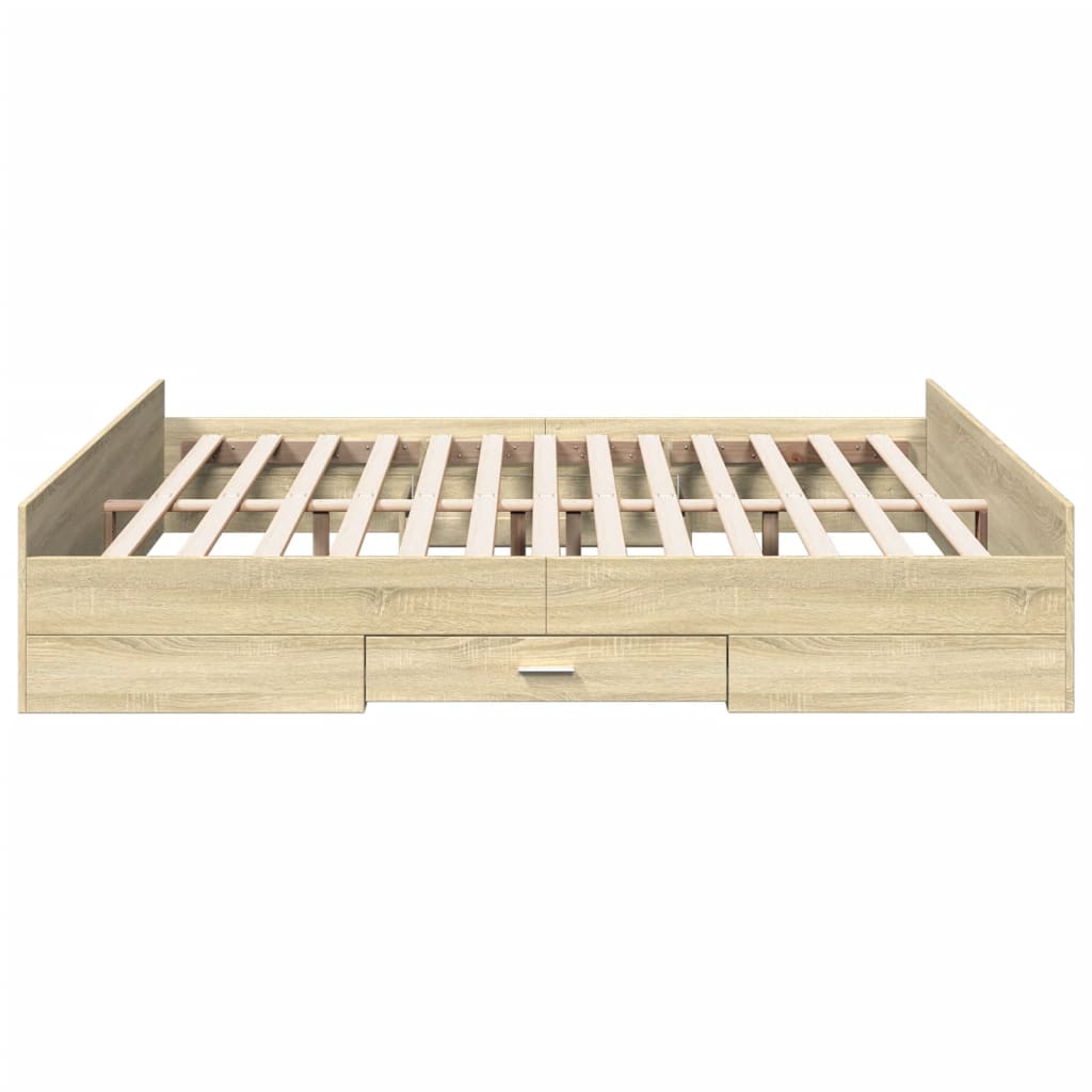 Cadre de lit avec tiroirs sans matelas chêne sonoma 200x200 cm - XIOS