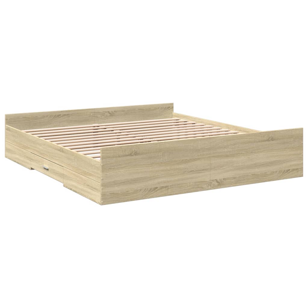 Cadre de lit avec tiroirs sans matelas chêne sonoma 200x200 cm - XIOS