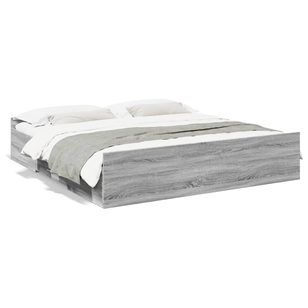 Cadre de lit avec tiroirs sans matelas sonoma gris 200x200 cm - XIOS