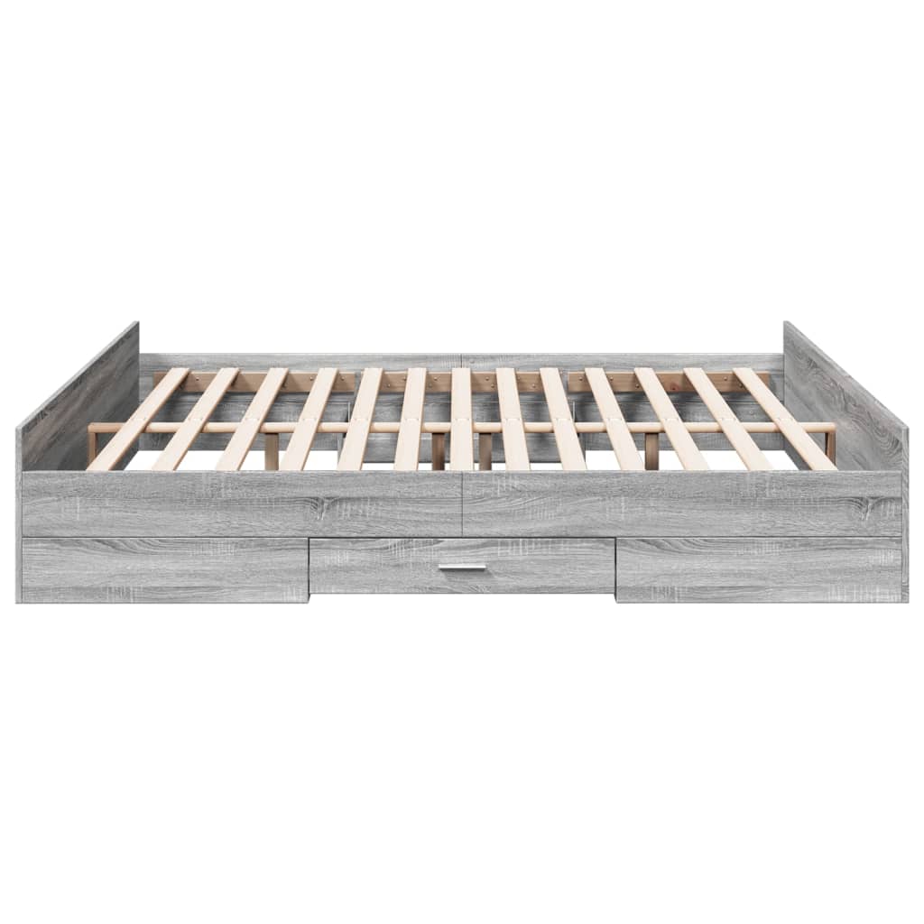 Cadre de lit avec tiroirs sans matelas sonoma gris 200x200 cm - XIOS