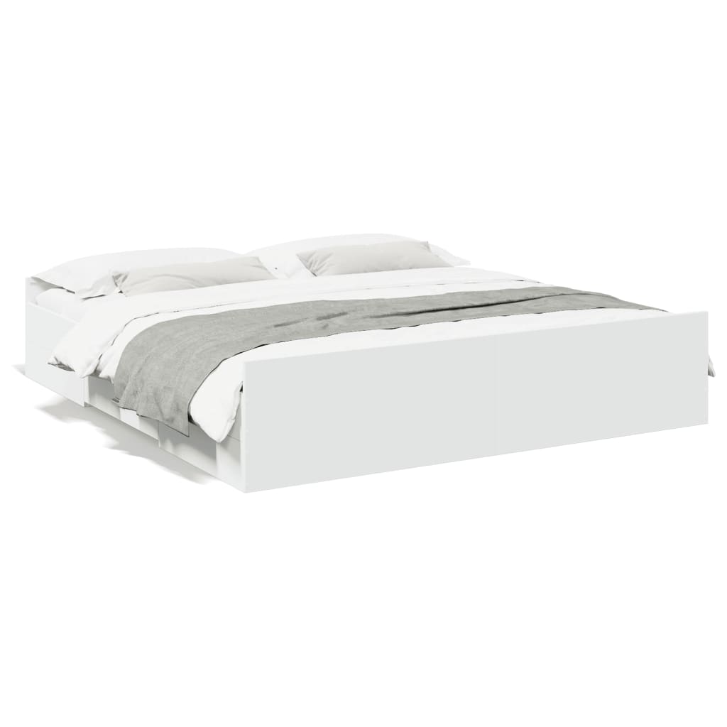 Cadre de lit avec tiroirs sans matelas blanc 180x200 cm - XIOS