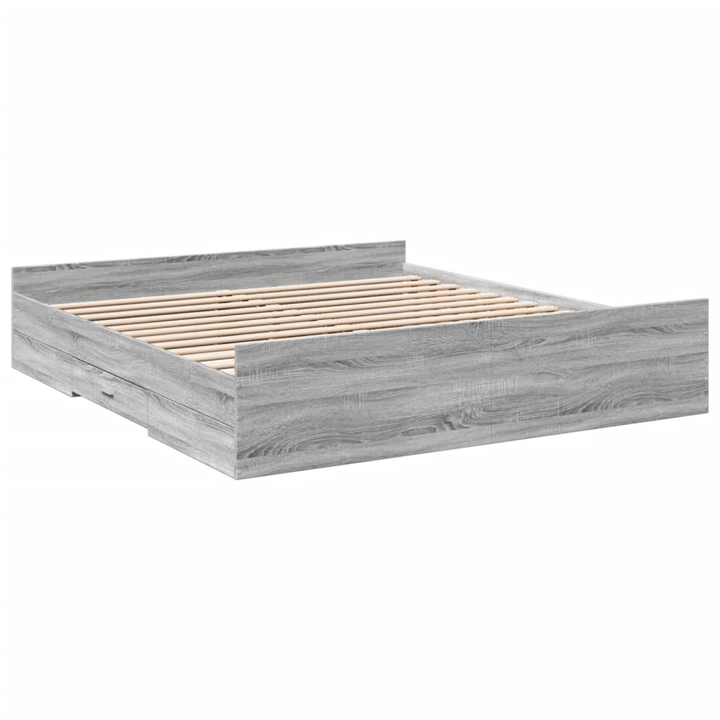 Cadre de lit avec tiroirs sans matelas sonoma gris 180x200 cm - XIOS