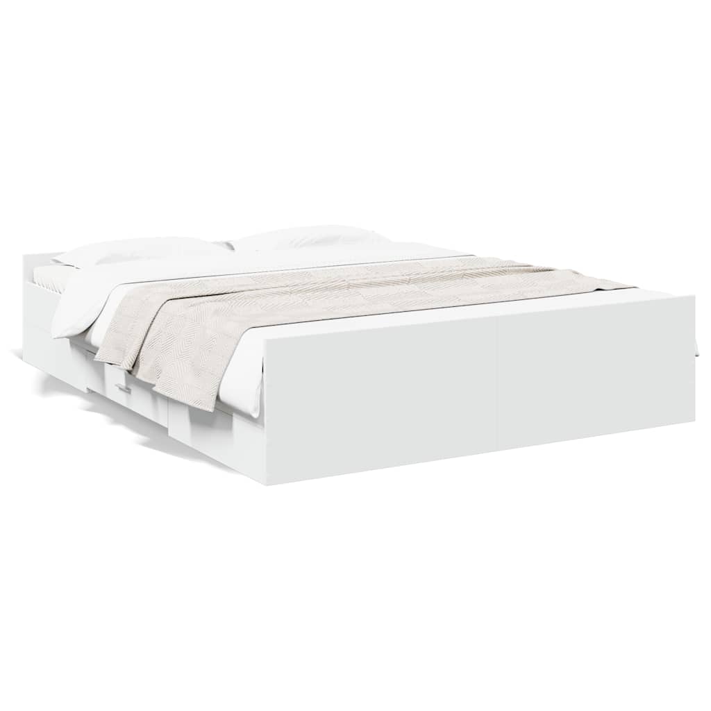 Cadre de lit avec tiroirs sans matelas blanc 160x200 cm - XIOS