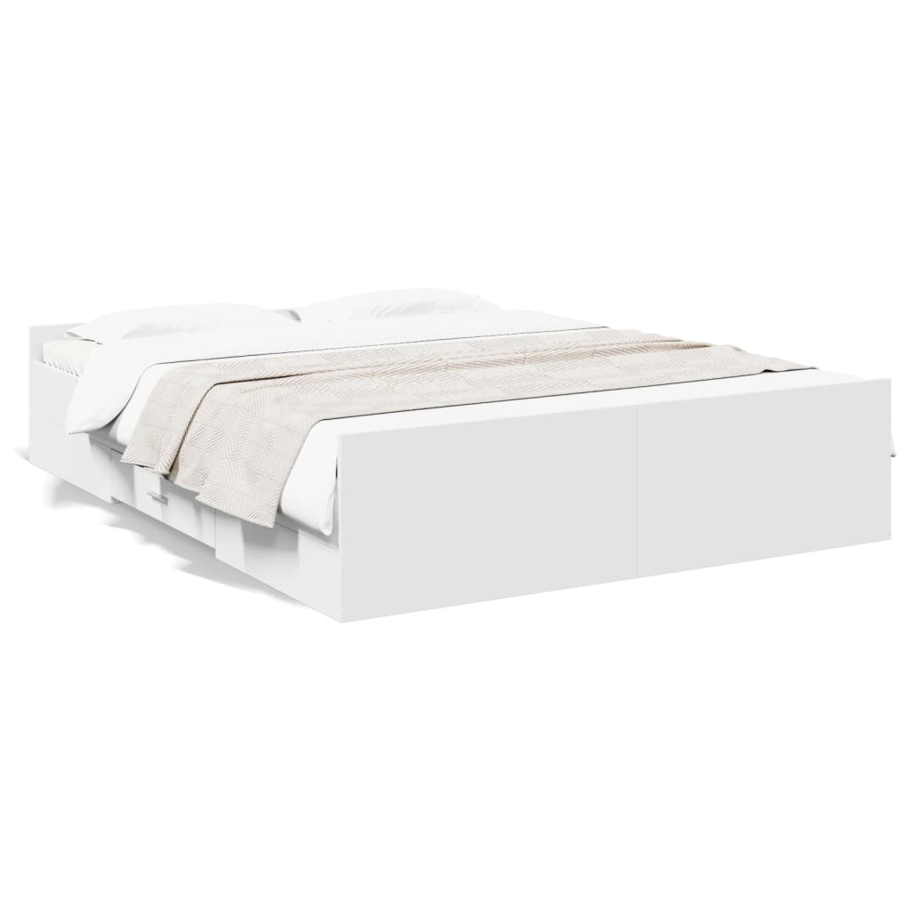 Cadre de lit avec tiroirs sans matelas blanc 150x200 cm - XIOS