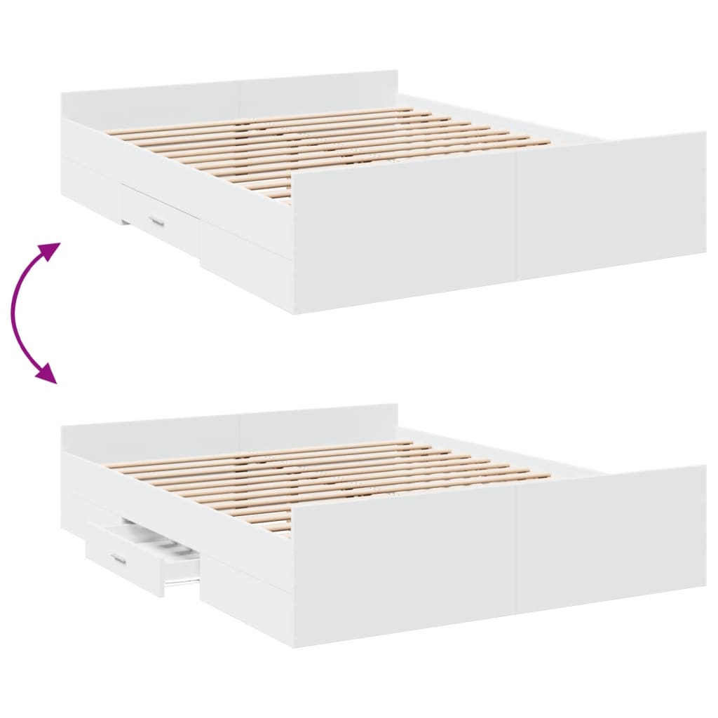 Cadre de lit avec tiroirs sans matelas blanc 150x200 cm - XIOS