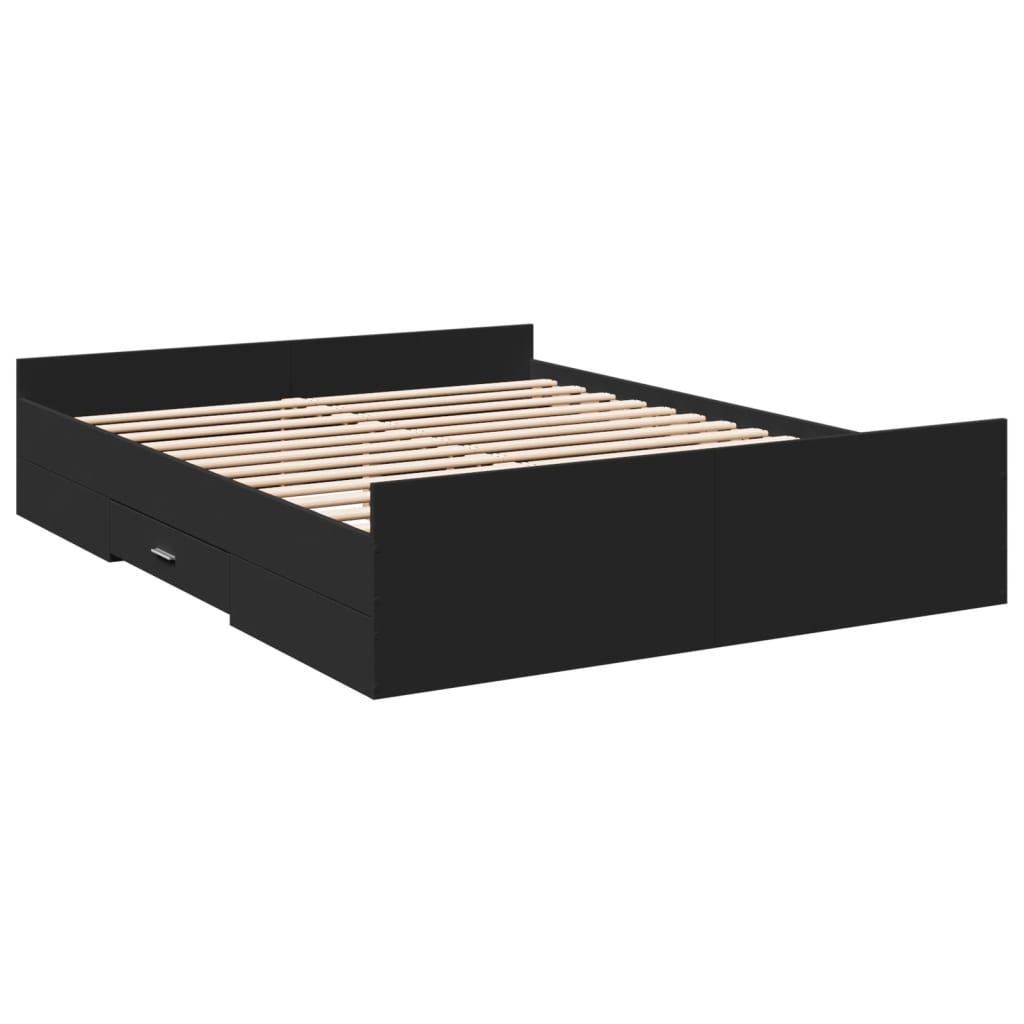 Cadre de lit avec tiroirs sans matelas noir 150x200 cm - XIOS