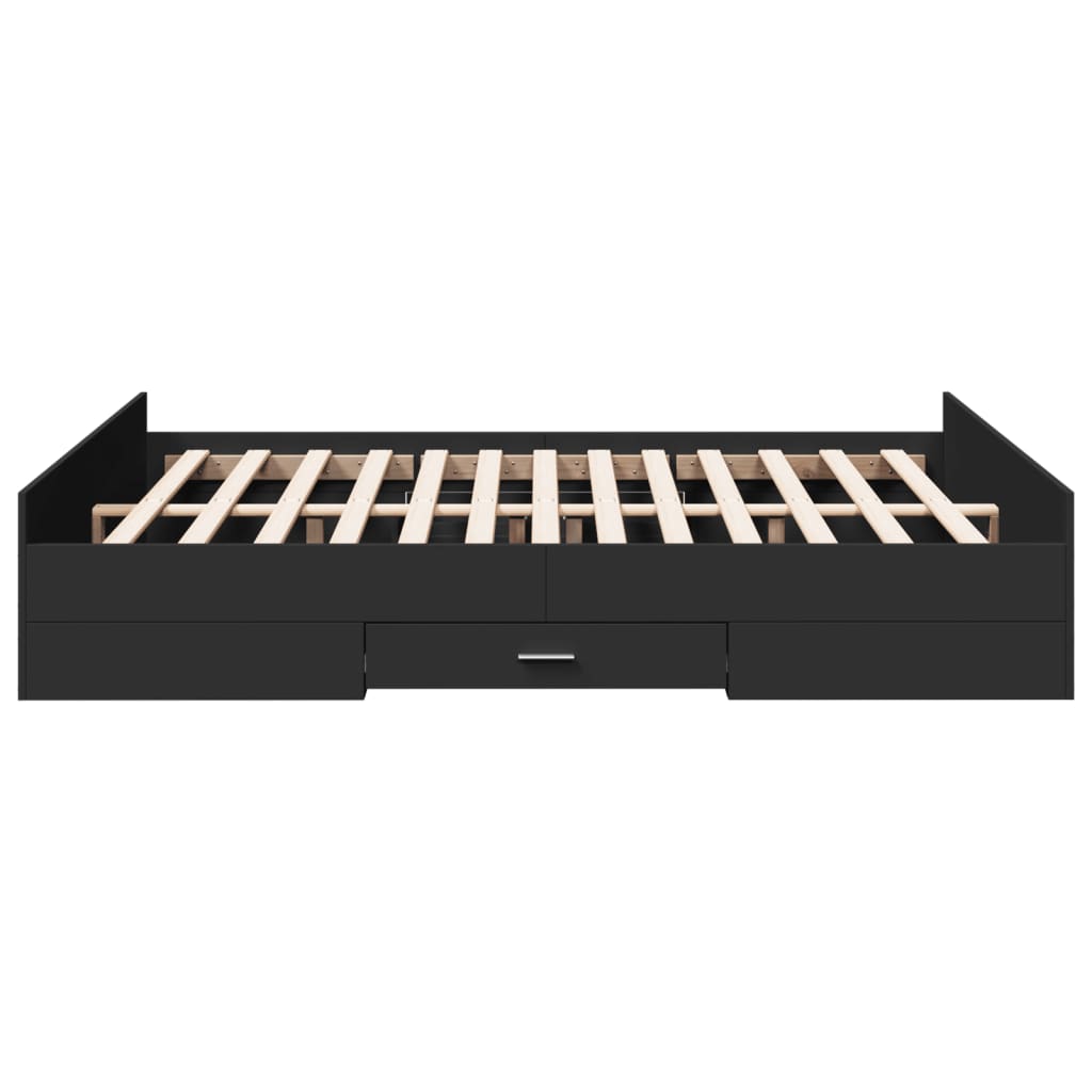 Cadre de lit avec tiroirs sans matelas noir 150x200 cm - XIOS