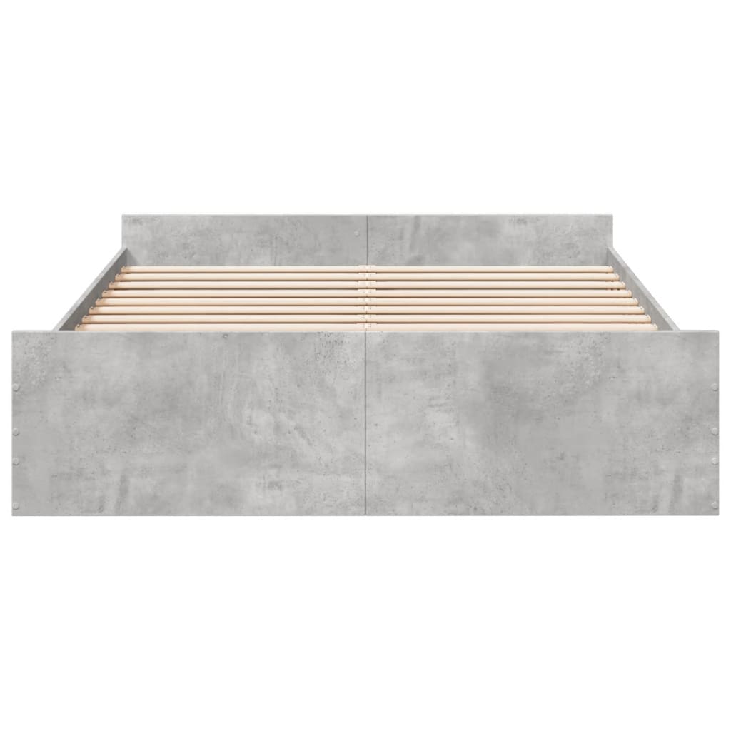 Cadre de lit avec tiroirs sans matelas gris béton 150x200 cm - XIOS