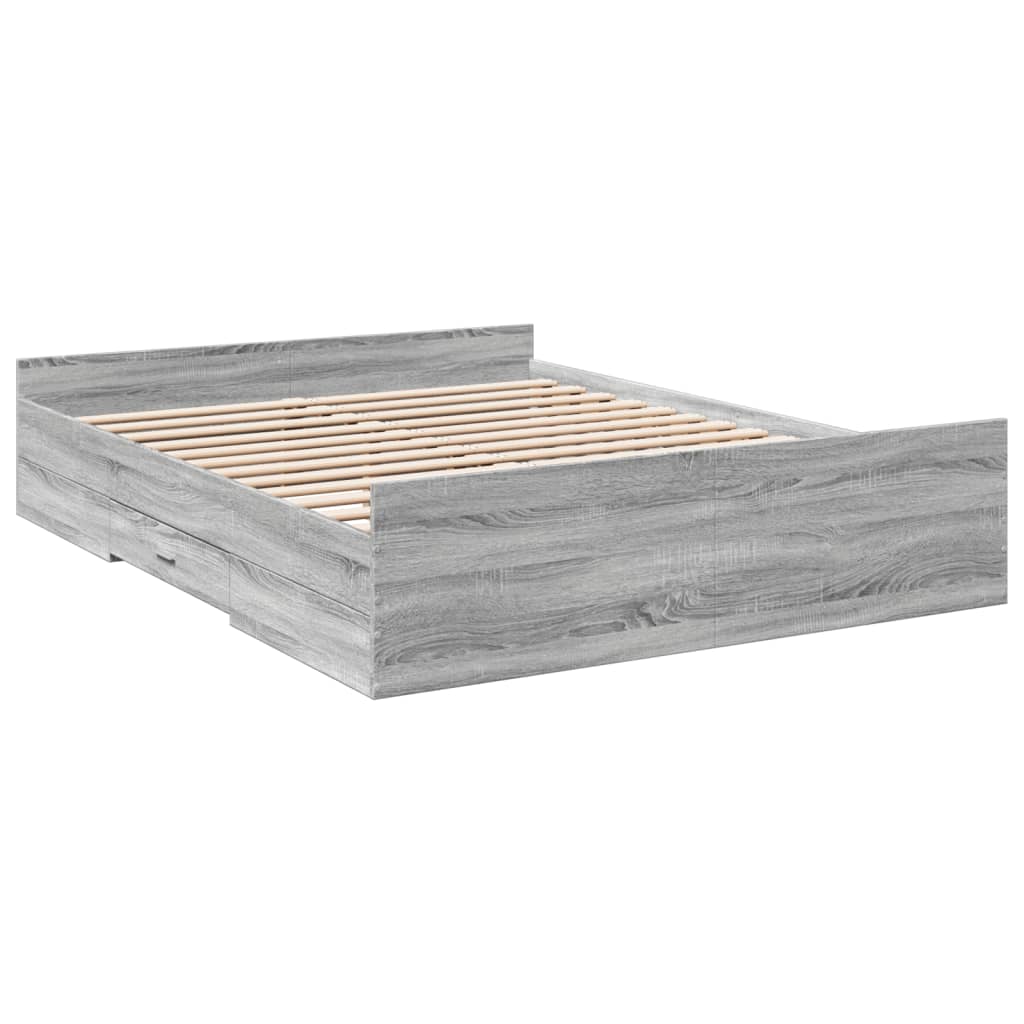 Cadre de lit avec tiroirs sans matelas sonoma gris 150x200 cm - XIOS