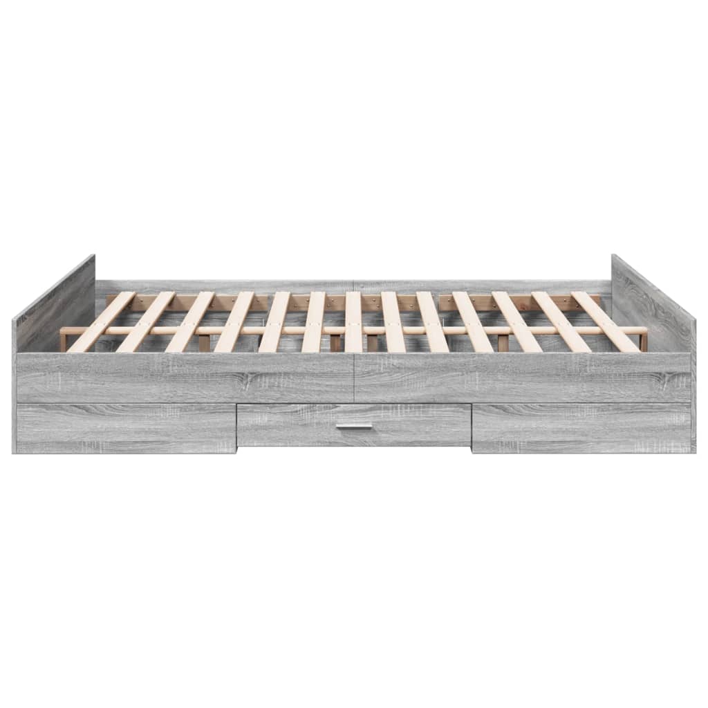Cadre de lit avec tiroirs sans matelas sonoma gris 150x200 cm - XIOS