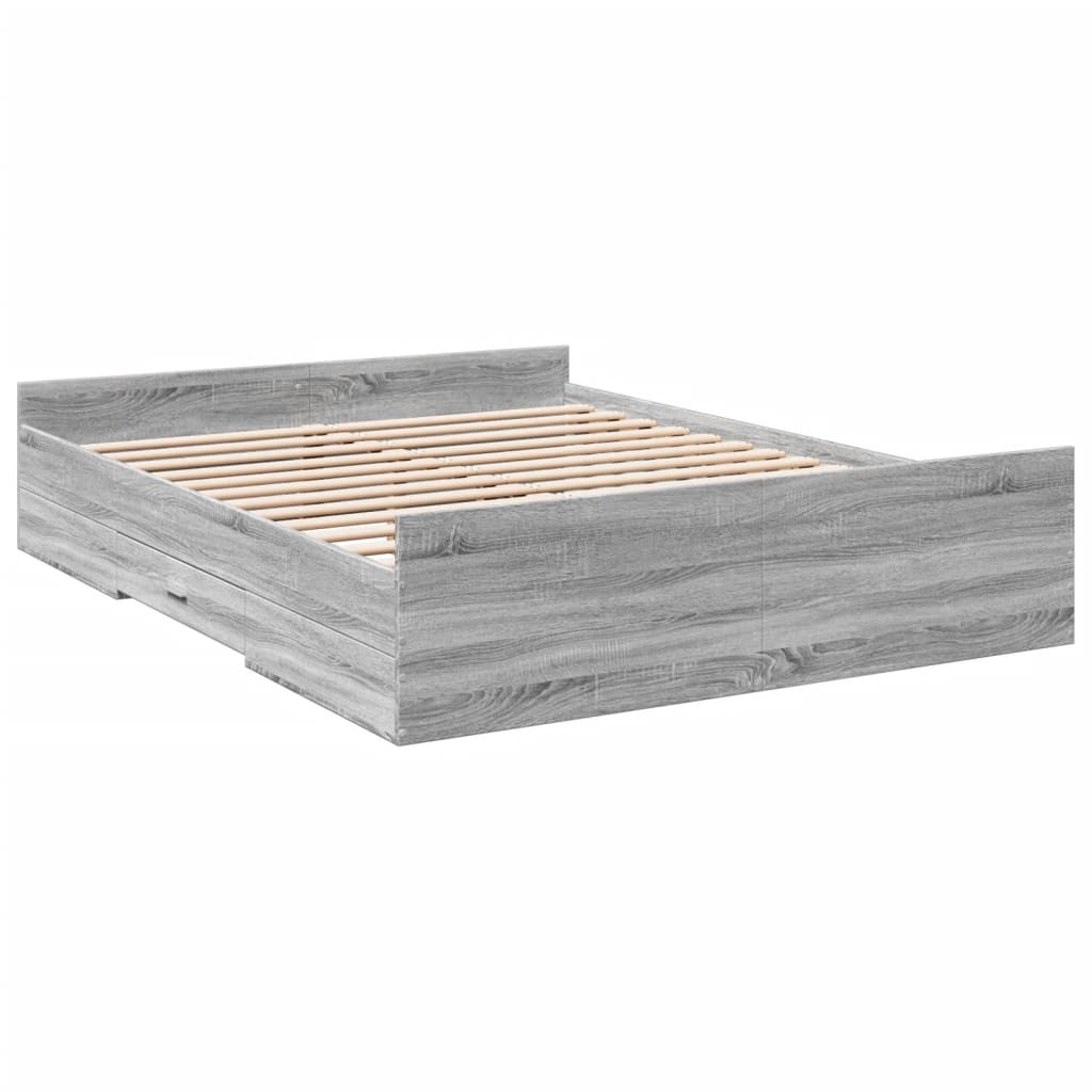 Cadre de lit avec tiroirs sans matelas sonoma gris 150x200 cm - XIOS