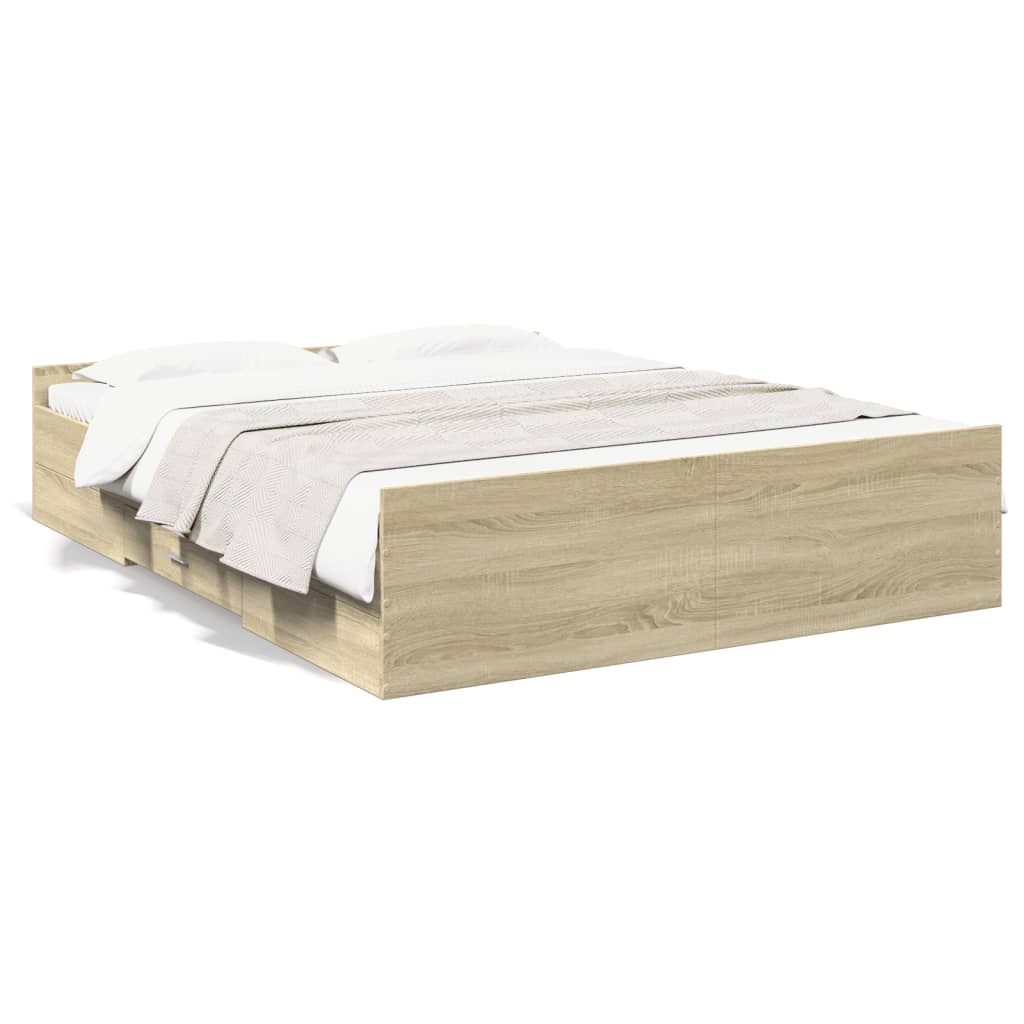 Cadre de lit avec tiroirs sans matelas chêne sonoma 140x200 cm - XIOS